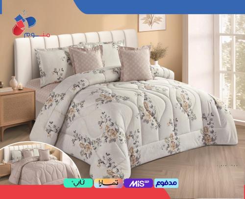 مفرش وجهين نفرين 6 قطع مشجّر وساده