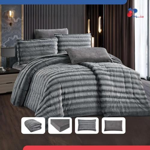 مفرش اس ام ام شتوي فرو ناعم نفرين-رمادي داكن- 6 قط...