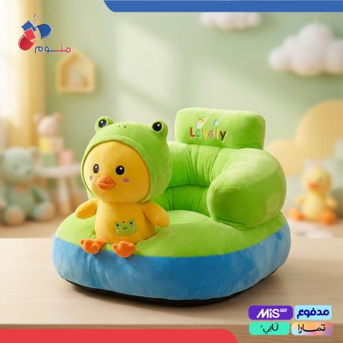 كرسي أطفال قماش قطيفة بتصميم كرتوني لطيف مع دمية م...