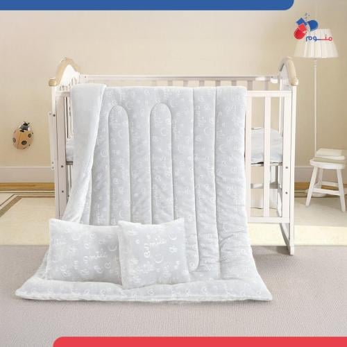 مفرش أطفال مخمل ناعم -أبيض ثلجي مائل للعاجي-4 قطع...