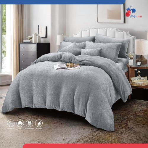 مفرش نفرين 8 قطع - رمادي فضي