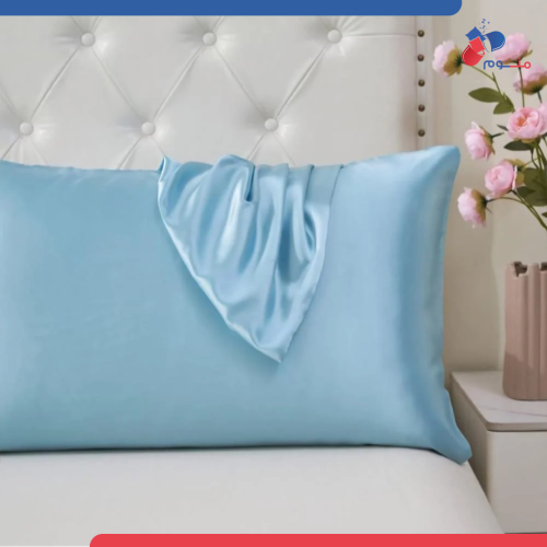 طقم غطاء وسادة حرير - لون لبني