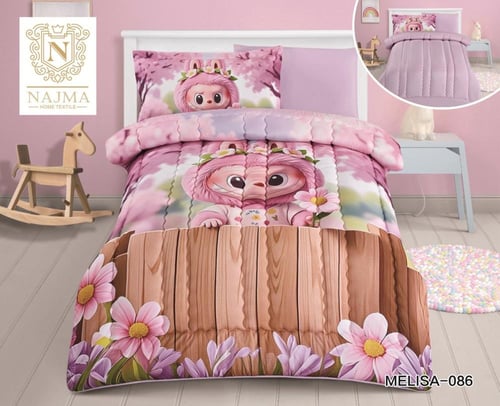 بكج مفرش أطفال 4 قطع ميكروفايبر + لباد 14 سم + مخد...