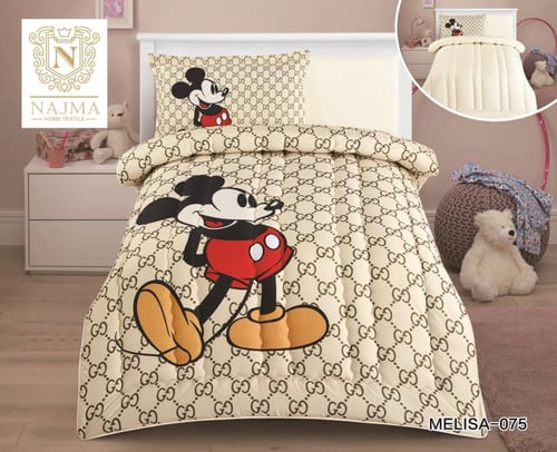 بكج مفرش أطفال ميكروفايبر 4 قطع + لباد ارتفاع 14 س...