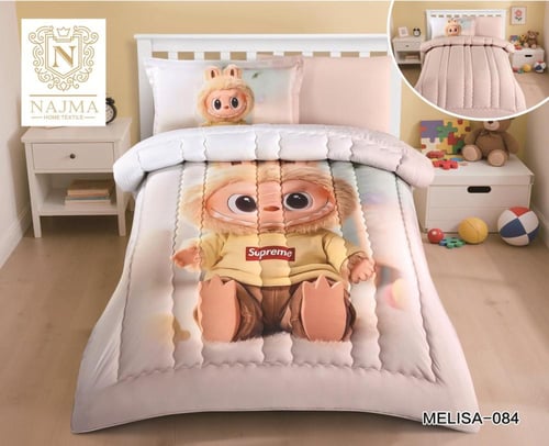 بكج مفرش أطفال ميكروفايبر 4 قطع + لباد ارتفاع 14 س...