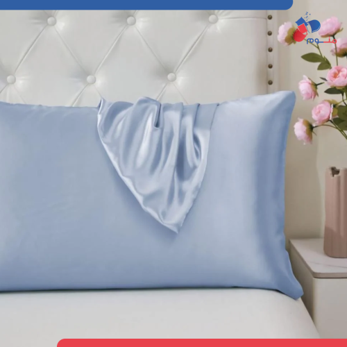 طقم غطاء وسادة حرير - لون سماوي