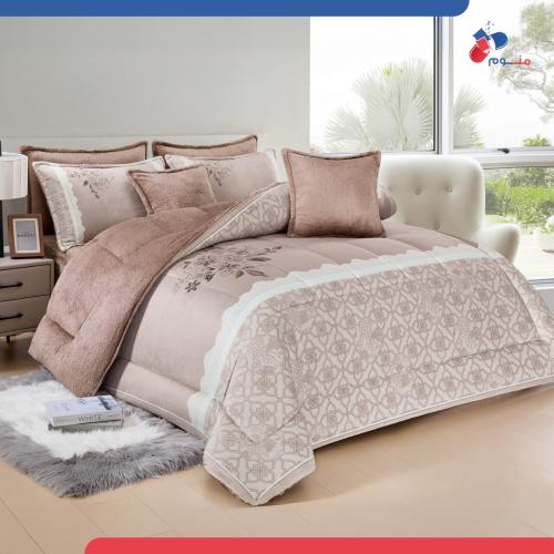 مفرش مخمل فرو شتوي مشجّر نفرين 8 قطع