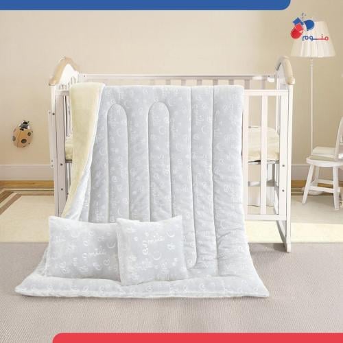 مفرش أطفال مخمل ناعم-أبيض ثلجي مائل للعاجي- 4 قطع...