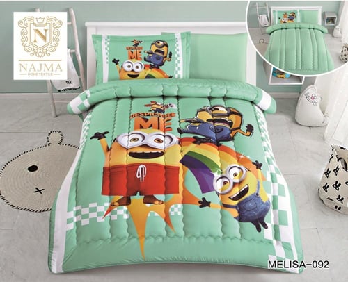 بكج مفرش أطفال ميكروفايبر 4 قطع رسومات كرتونية عرض...