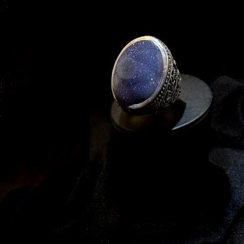 Yemeni agate tree-shaped crystal - from rare pieces - crafted by Aref.. silver 990.. size (US 10).. length of the stone (22.5).. w...