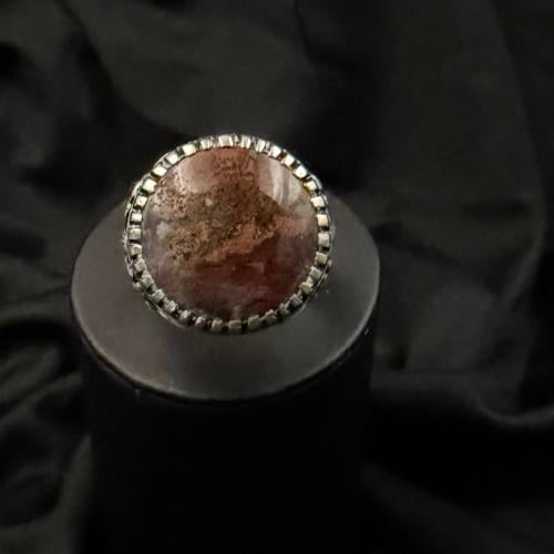 Spring flower Indonesian natural craftsmanship, Aref silver 990, size (US 10), length and width of the stone (20.5)