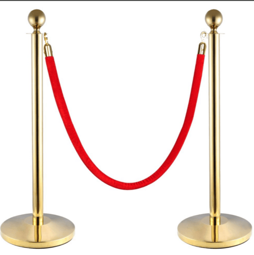 طقم حواجز تنظيم ذهبي ( 2 عمود مع حبل )