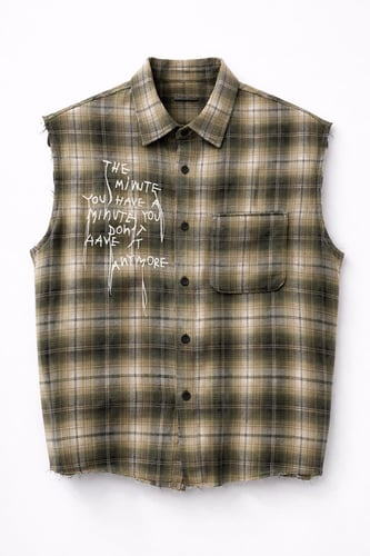 Plaid Cut-Off Shirt-13827