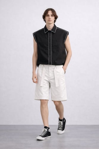 plaid Cut-Off Shirt-13830