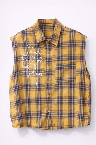 Plaid Cut-Off Shirt-13827