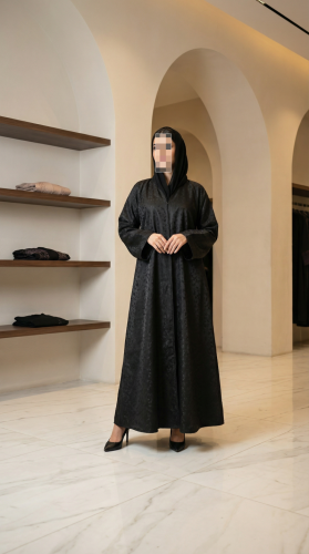 Soft jacquard abaya with embroidery all over the abaya, flared style