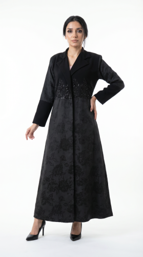 A blazer jacket with luxurious Indian embroidery on the entire abaya