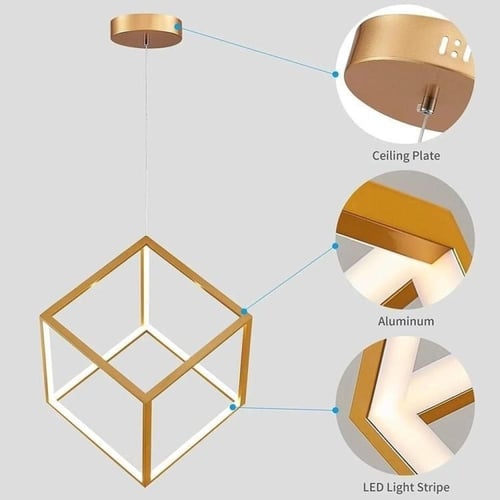 علاقي مكعب ذهبي ثلاثي الأبعاد