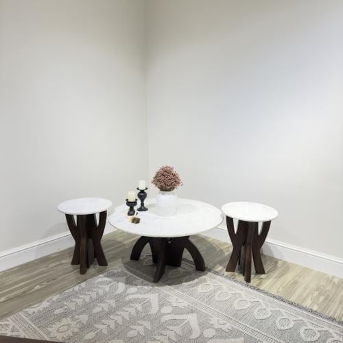 طقم طاولة قهوة مع +2 طاولة جانبية