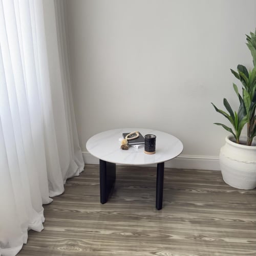 طاولة قهوة رخام قاعدة حديد