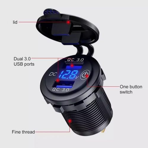 منافذ USB + PD مدور شحن سريع مع فاصل لمس وقارئ بطا...