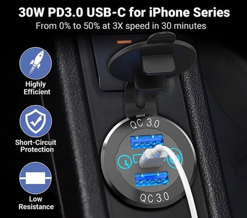 منافذ USB + PD مدور شحن سريع مع فاصل لمس