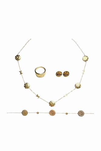 طقم بريق الذهب - سلسال - سوار - أقراط