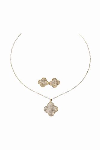 طقم البتلات الذهبية - قلادة - أقراط - خاتم