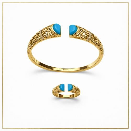 طقم الفخامة - ذهبي - فضي