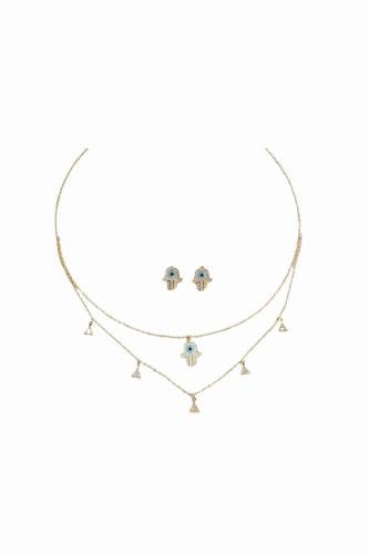 طقم الكف الماسي - ذهبي - فضي