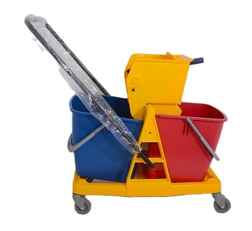 عربة نظافة 60لتر عربة صفراء