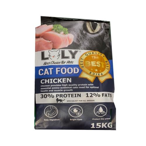 طعام جاف من شركة لولي لجميع اعمار القطط 15KG