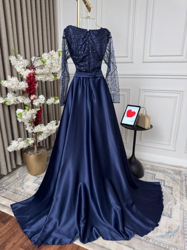 فستان سهره لونين كحلي اسود