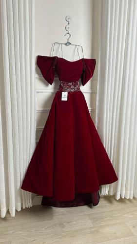 فستان شتوي برغندي