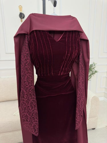 فستان مخملي عودي