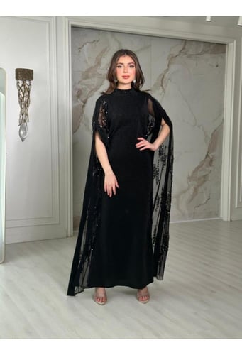 فستان كريب استرتش تل تطريز