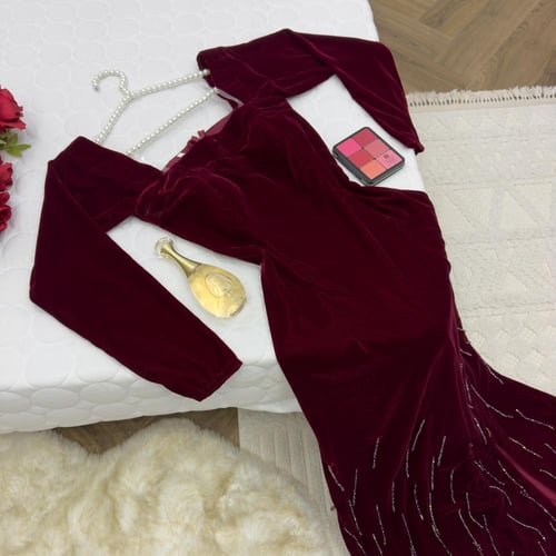 فستان سهره مخمل هدب