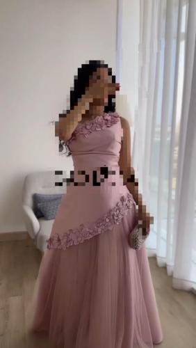 فستان لحمي تفته استريتش دبل كلوش