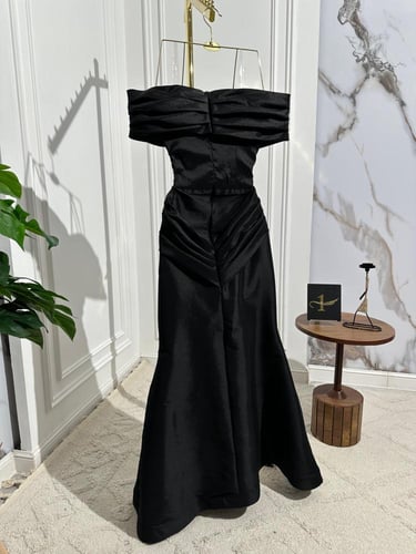فستان اسود شانطون استرتش