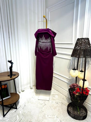 فستان عودي تطريز يدوي