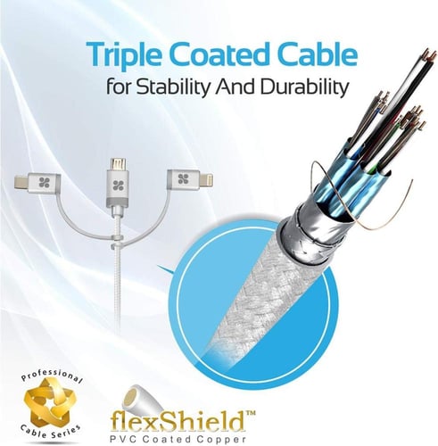 كابل شحن متعدد رؤوس 3 في 1 من بروميت