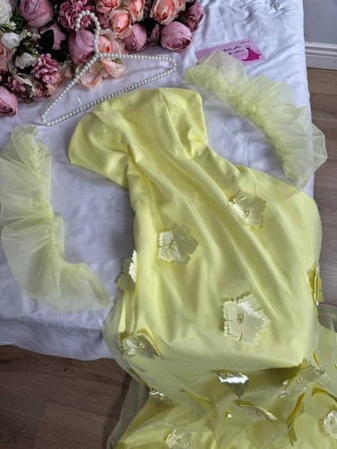 فستان ليموني ورود راقي /Mair Fashion