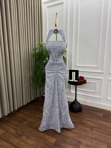 فستان سهرة باللون الزيتي /Mair Fashion