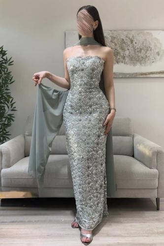 فستان سهره كلفه خرز بطانه باربي شال جورجيت رااقي م...