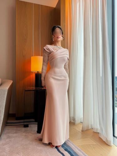 فستان سهره لحمي باربي دانتيل أصلي من Mair fashion