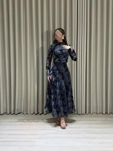 فستان سهره طقم مزين بخرز ملكي من miar fashion