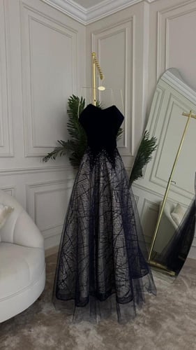 فستان سهره مخمل تل فصوص زركون من miar fashion