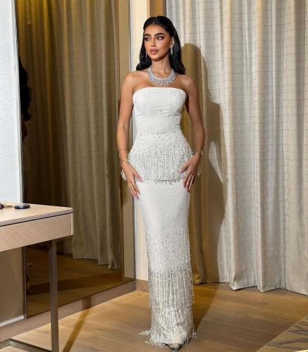فستان سهره ابيض باربي تطريز يدوي من Mair Fashion