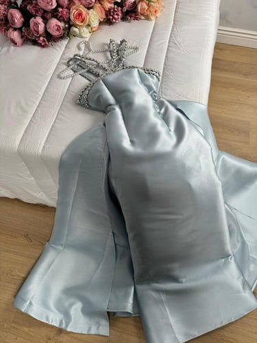 فستان ميكادو رصاصي تطريز فصوص كرستال /Mair Fashion