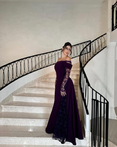 فستان داتيل ليلكي راقي /Mair Fashion